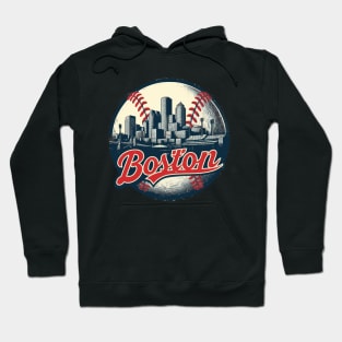 Boston Baseball Field Cityscape Vintage Hoodie